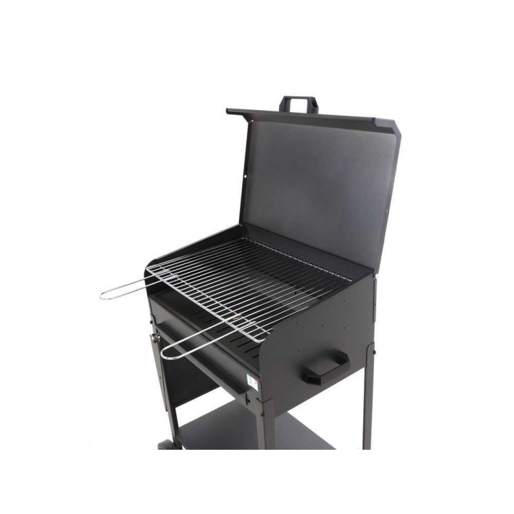 Polifemo Medium hiiligrilli, 57,5 × 37 cm, kromattu teräsritilä, kansi