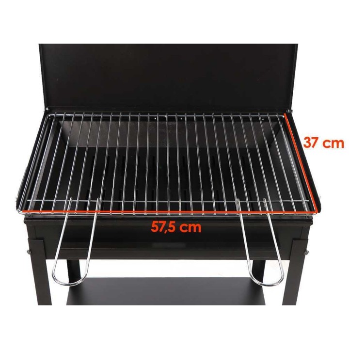 Mille Stromboli Medium hiiligrilli, 47,5 × 37 cm ritilä, kromattu teräs