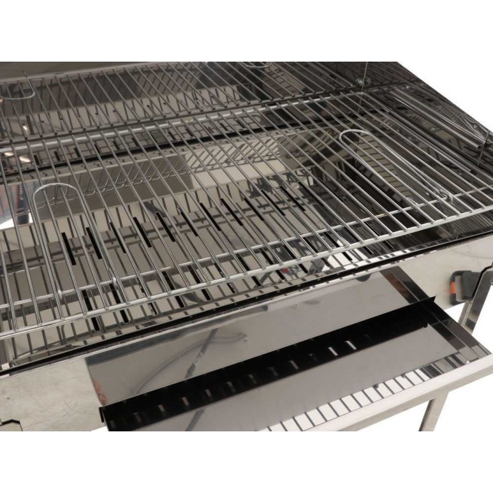 Mille Achille INOX 70 × 40 × 90 hiiligrilli, ritilä 67,5 × 37 cm, teräs