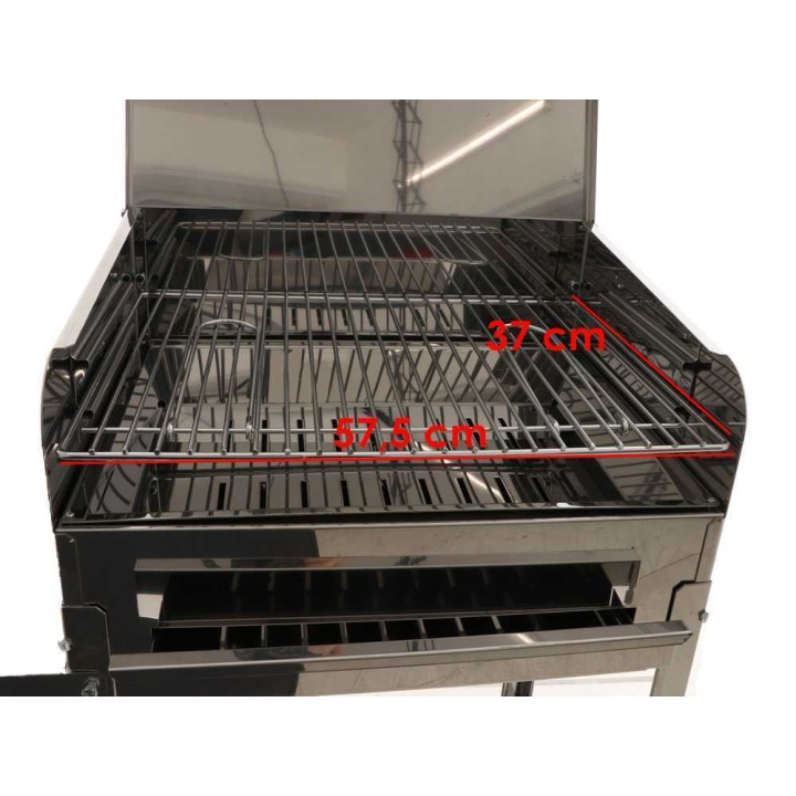 Mille Achille INOX 60 × 40 × 90 hiiligrilli, 57,5 × 37 cm, ruostumaton teräs