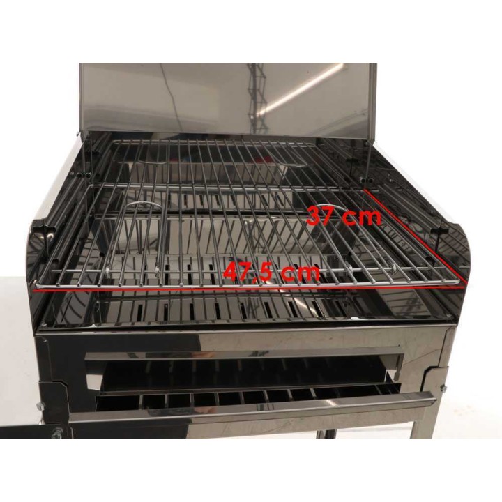 Achille INOX 50x40x90 hiiligrilli, ruostumaton teräs, 47,5 × 37 cm