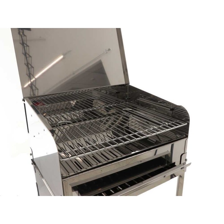 Achille INOX 50x40x90 hiiligrilli, ruostumaton teräs, 47,5 × 37 cm