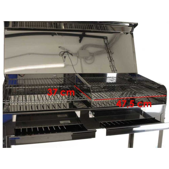 Mille Achille Big INOX hiiligrilli, 2 × 47,5 × 37 cm, ruostumaton teräs