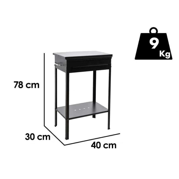 Stromboli Small hiiligrilli, kromattu teräsritilä 40 × 28 cm, kansi, 1 120 cm²