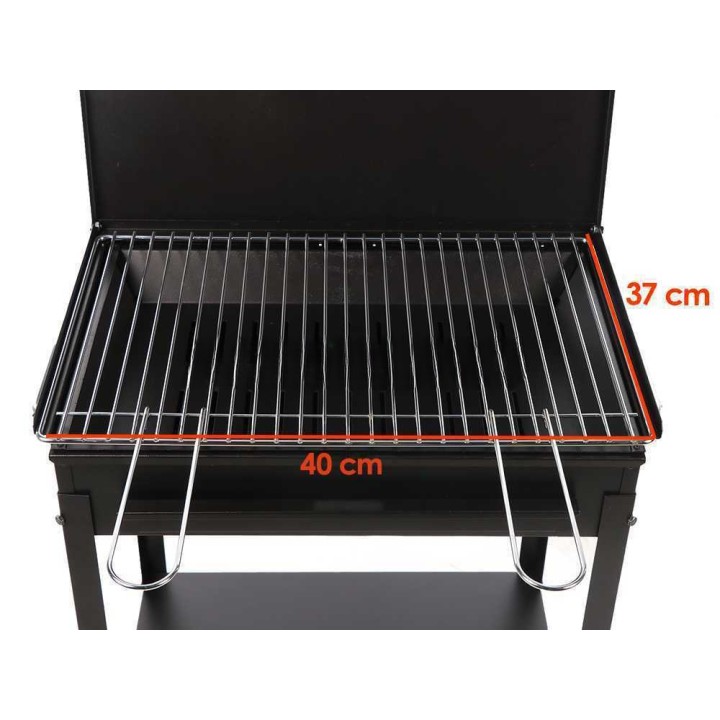 Stromboli Small hiiligrilli, kromattu teräsritilä 40 × 28 cm, kansi, 1 120 cm²