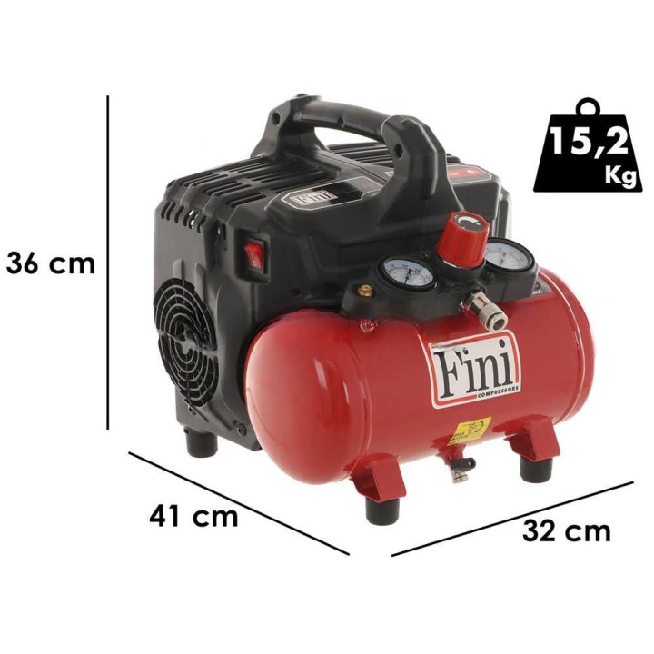 Fini SILTEK S/6 öljytön hiljainen kompressori, 1 HP, 6 l, 8 bar