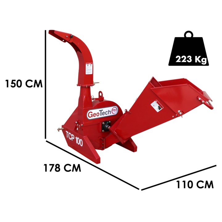 GeoTech Pro TCP 100 traktorikäyttöinen biotriturain, 100 mm