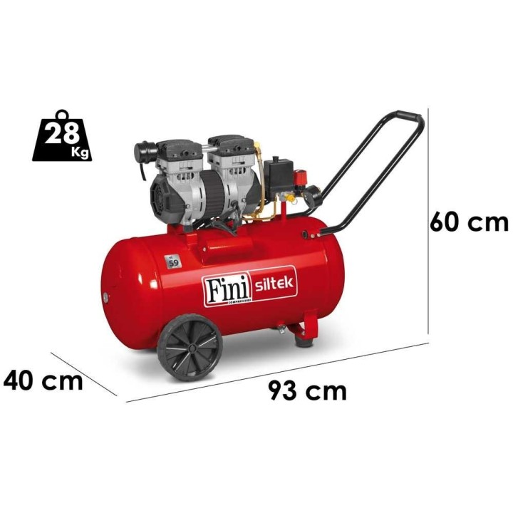 Fini Siltek 50 öljytön sähkökompressori, 1,3 HP, 50 l, 8 bar