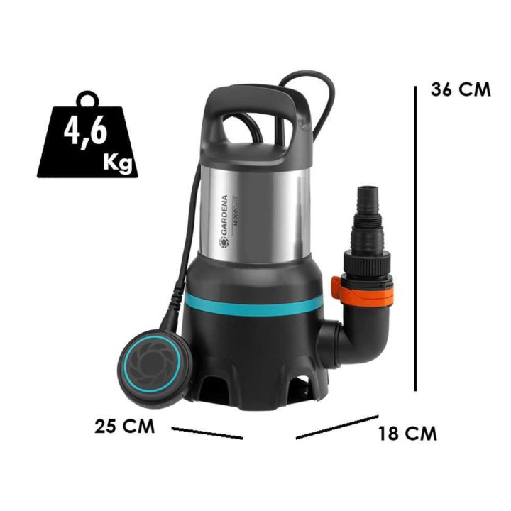 Gardena 16000 uppopumppu likavedelle, 450 W, 16 000 l/h, ruostumaton teräs
