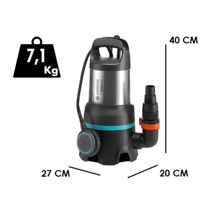 Gardena 25000 uppopumppu likavedelle, 1 100 W, 25 000 l/h, ruostumaton teräs