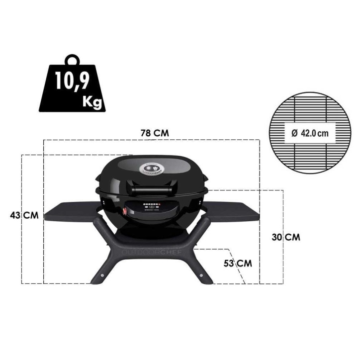 Outdoorchef MiniChef 420 E sähkögrilli, 2 kW, Ø 42 cm
