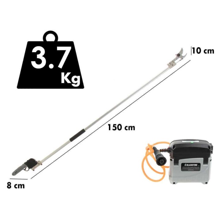 BlackStone 450 BP sähköoksasakset jatkovarrella, 37 V, 5,2 Ah, 150 cm