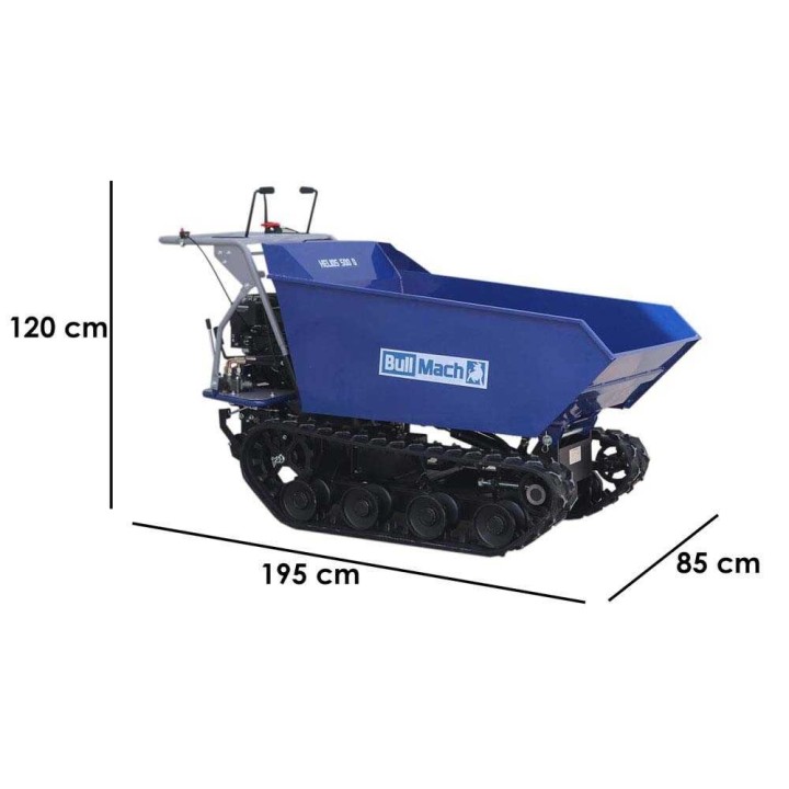 BullMach Helios 500 D telaketjudumpperi, hydraulinen kippilava, 500 kg, 7 HP, bensiini