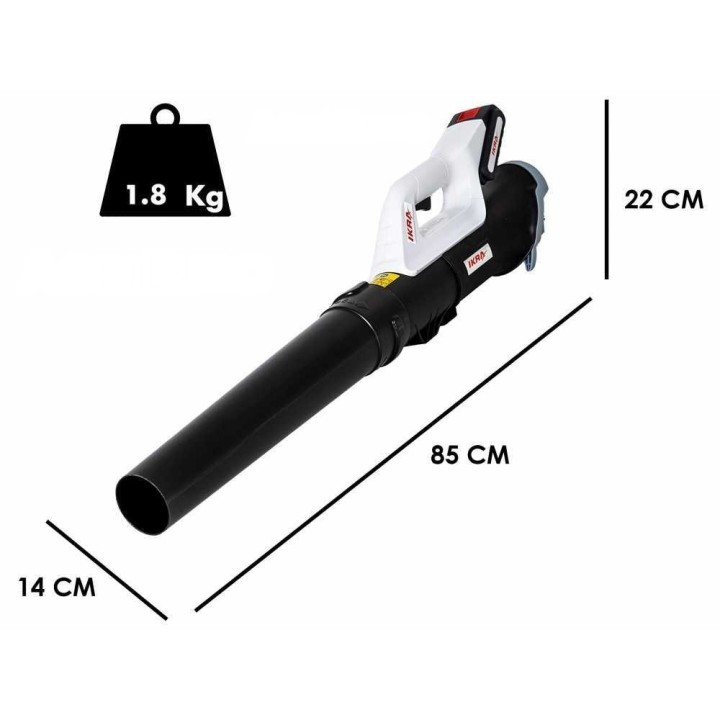 Ikra ICB 20 -akkupuhallin, 20 V, 2 Ah, 150 km/h
