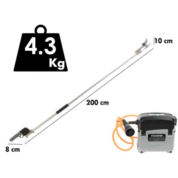 BlackStone 500-BP sähköoksasakset 200 cm:n varrella, 37 V, 5,2 Ah