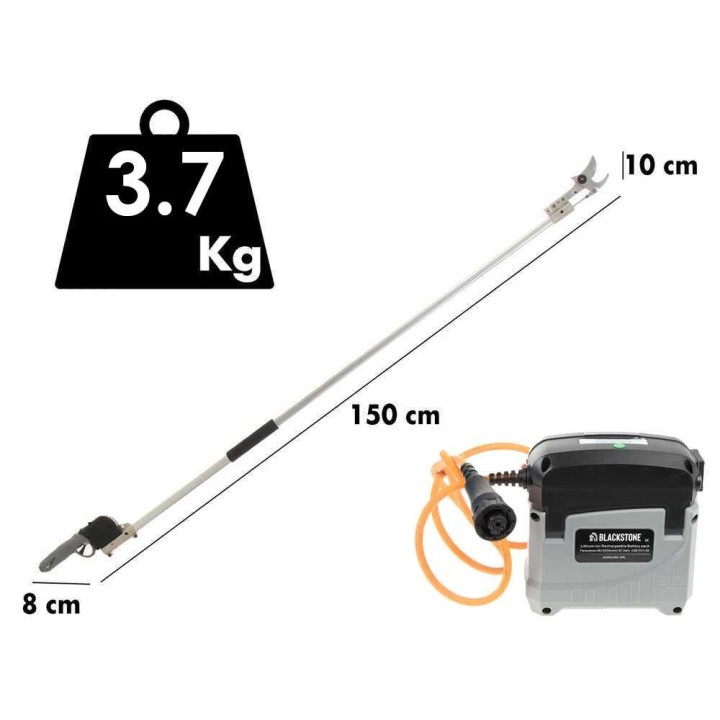BlackStone 500-BP sähköoksasakset, 37 V, 5,2 Ah, 150 cm:n jatkovarsi