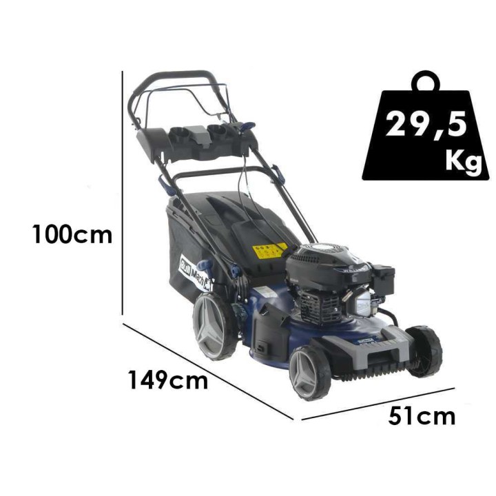 BullMach ECTOR 46 S takavetoinen ruohonleikkuri, 170 cm³, 4 in 1, 46 cm