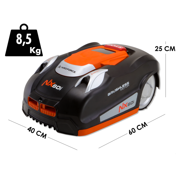 Yard Force NX60i robottiruohonleikkuri, 600 m², 28 V, Wi-Fi-ohjaus