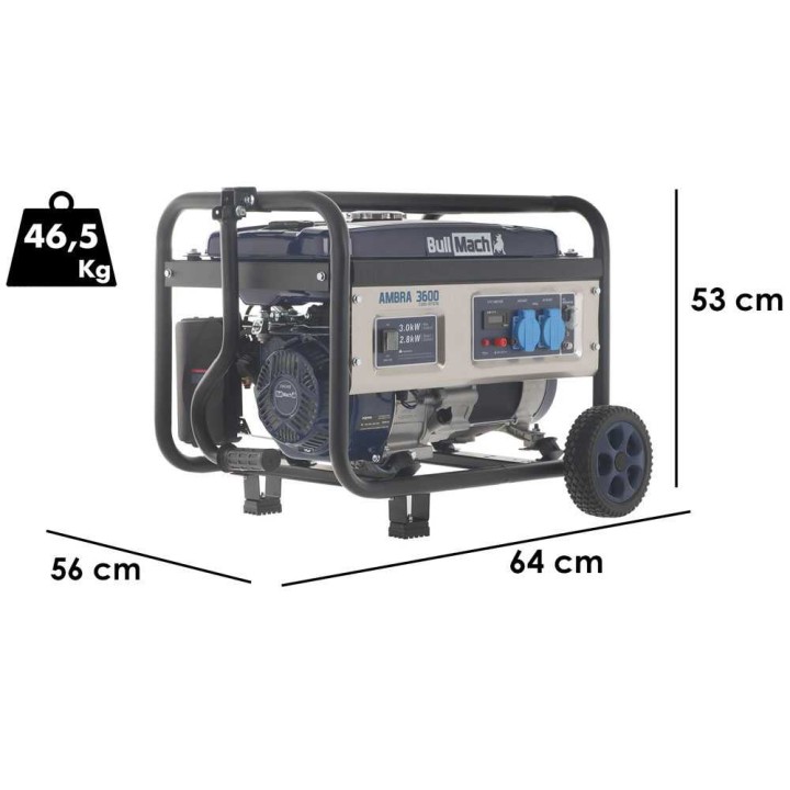 BullMach AMBRA 3600 bensiinikäyttöinen generaattori, 3 kW, AVR, yksivaiheinen