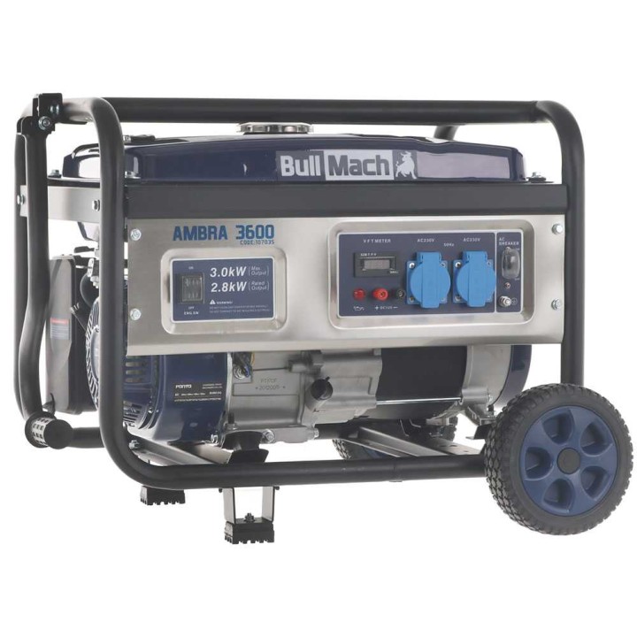 BullMach AMBRA 3600 bensiinikäyttöinen generaattori, 3 kW, AVR, yksivaiheinen