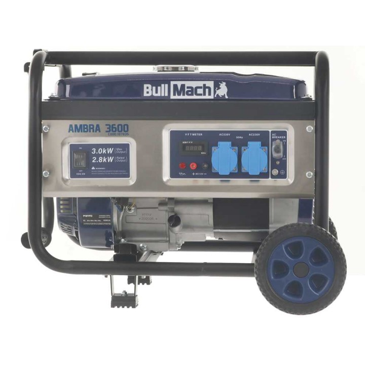 BullMach AMBRA 3600 bensiinikäyttöinen generaattori, 3 kW, AVR, yksivaiheinen