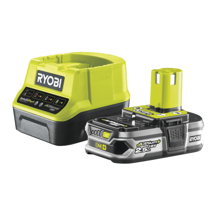 RYOBI 18 V n litiumakku 2 5 Ah ja laturi