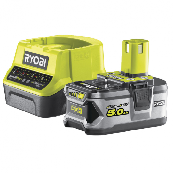 RYOBI 18 V 5 Ah litiumakku ja laturi