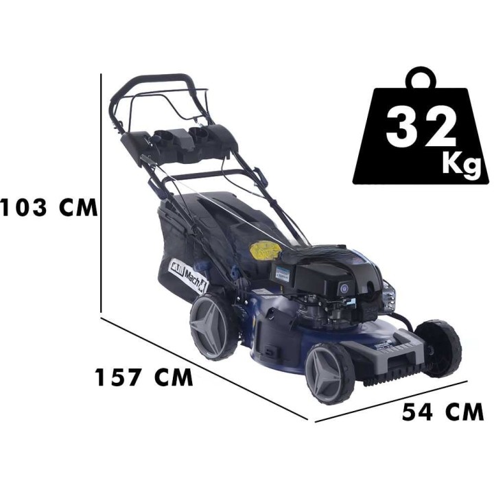 BullMach ACHILLE 51 BS vetävä 4-in-1-bensiiniruohonleikkuri, 51 cm, 5,5 HP