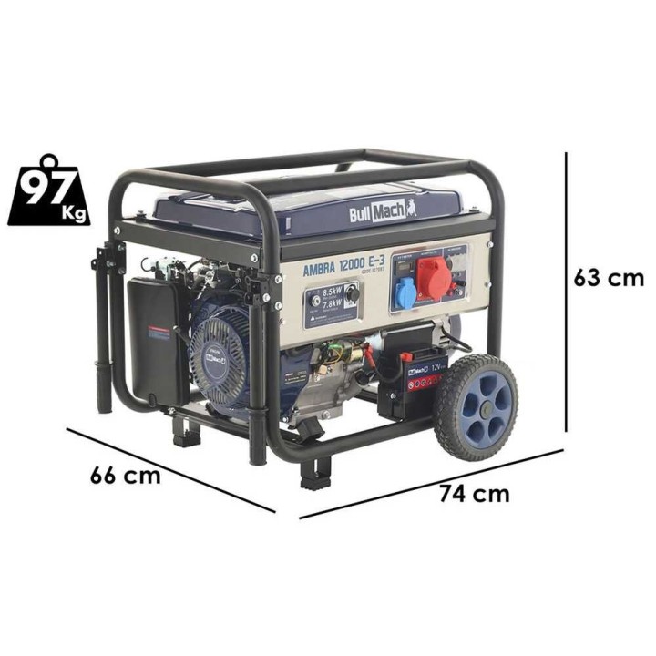 BullMach AMBRA 12000 E-3 kolmivaihegeneraattori, 8,5 kW, AVR, bensiini