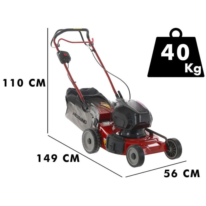 Weibang WB502SE3 akkuruohonleikkuri, 120 V, 4 Ah, 49 cm, takaveto