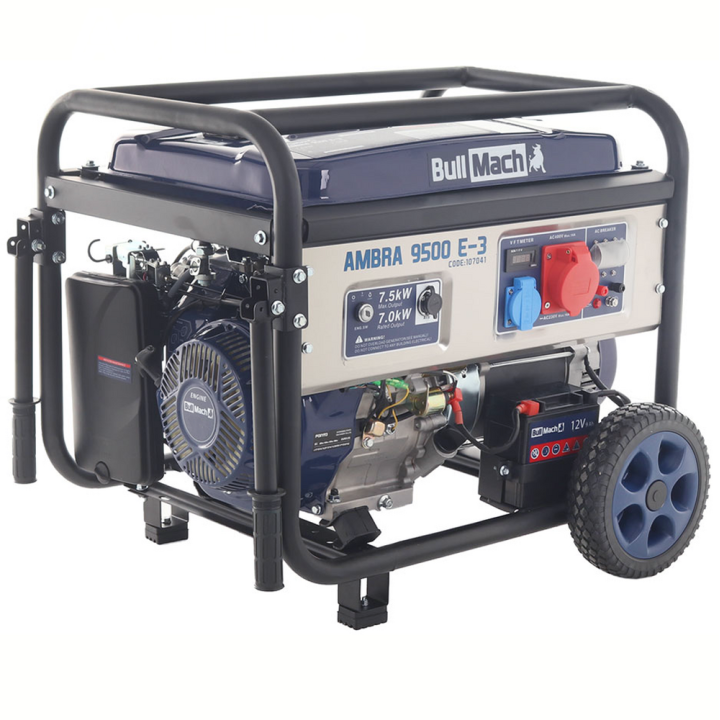 BullMach AMBRA 9500 E 3 kolmivaihegeneraattori 7 kW AVR bensiinikäyttöinen