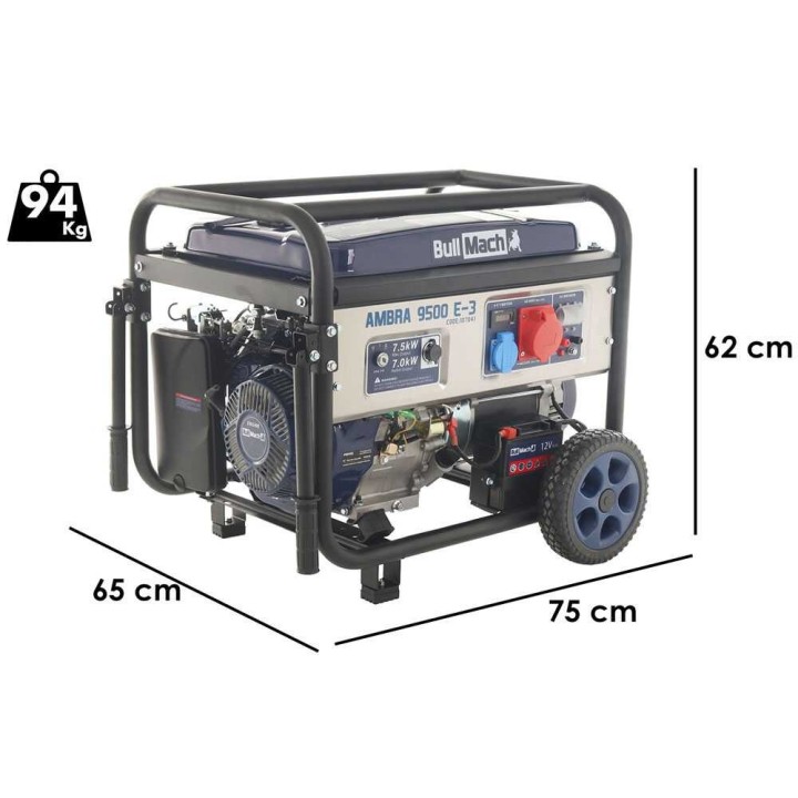 BullMach AMBRA 9500 E-3 kolmivaihegeneraattori, 7 kW, AVR, bensiinikäyttöinen