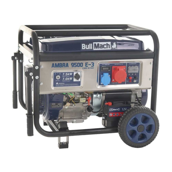 BullMach AMBRA 9500 E-3 kolmivaihegeneraattori, 7 kW, AVR, bensiinikäyttöinen