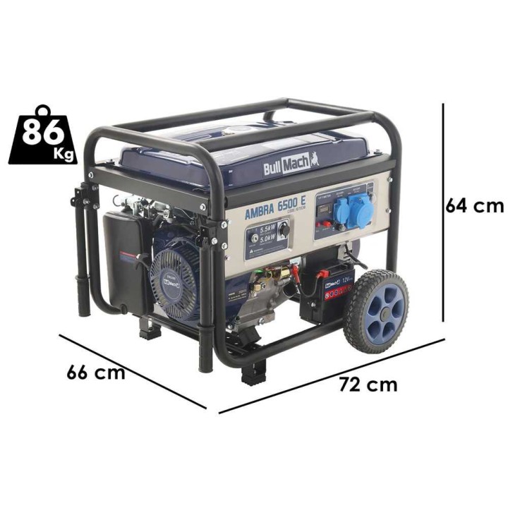 BullMach AMBRA 6500 E bensiinikäyttöinen generaattori, 5,5 kW, AVR, 230 V