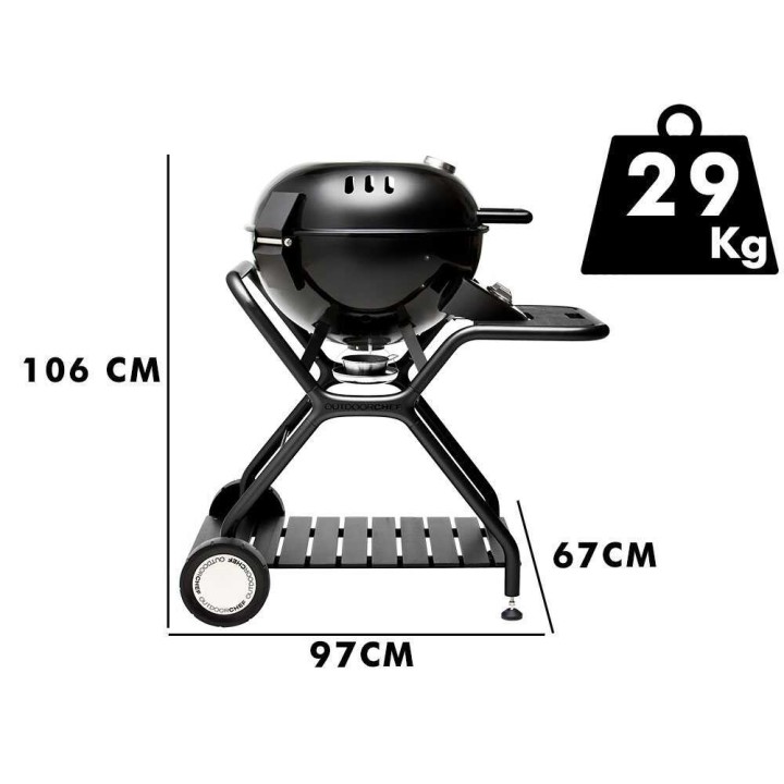 Outdoorchef Ascona 570 G All black -kaasugrilli, 8,5 kW, Ø 57 cm