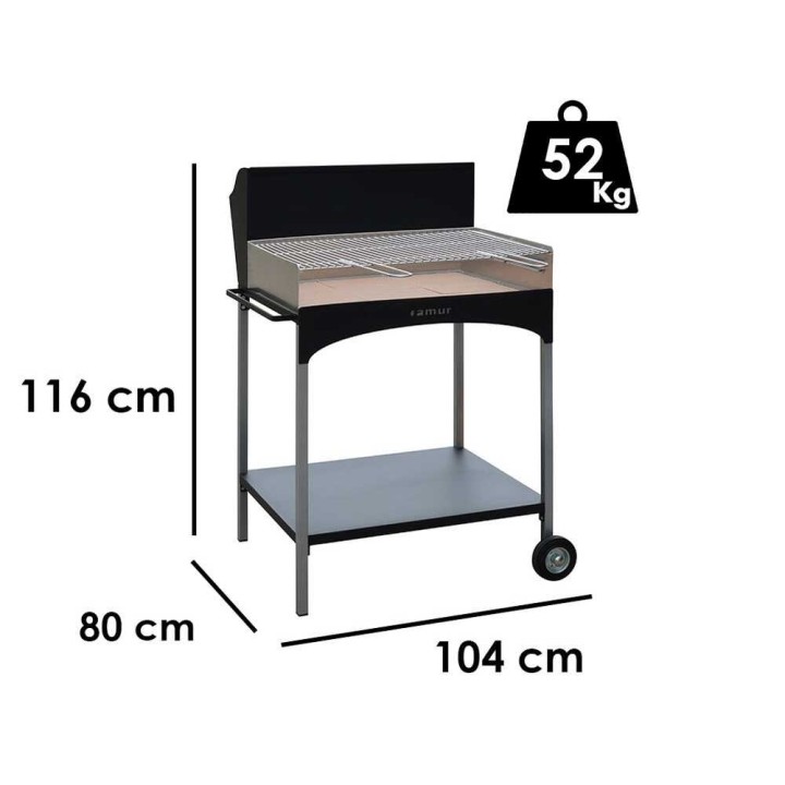 Famur BK 8 ECO puu- ja hiiligrilli, 70 × 47,5 cm, 3 325 cm²