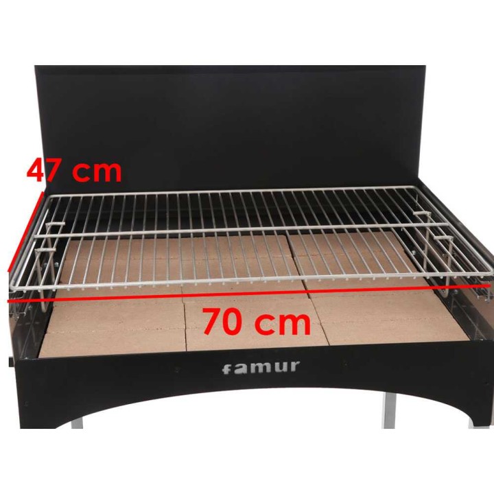 Famur BK 8 ECO puu- ja hiiligrilli, 70 × 47,5 cm, 3 325 cm²