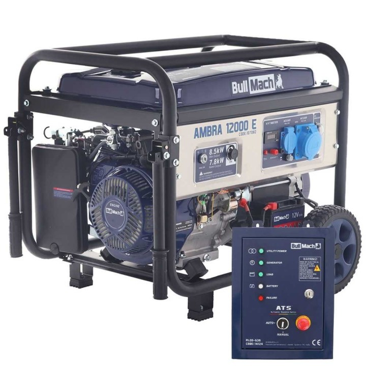 BullMach AMBRA 12000 E bensiinikäyttöinen generaattori 8 5 kW AVR ATS