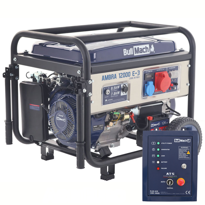 BullMach AMBRA 12000 E 3 kolmivaihegeneraattori 7 8 kW AVR ja ATS