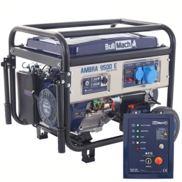 BullMach AMBRA 9500 E bensiinikäyttöinen generaattori 7 5 kW AVR ATS 230 V