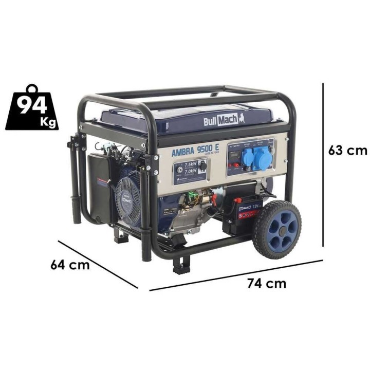 BullMach AMBRA 9500 E bensiinikäyttöinen generaattori, 7,5 kW, AVR, ATS, 230 V