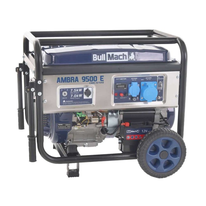 BullMach AMBRA 9500 E bensiinikäyttöinen generaattori, 7,5 kW, AVR, ATS, 230 V