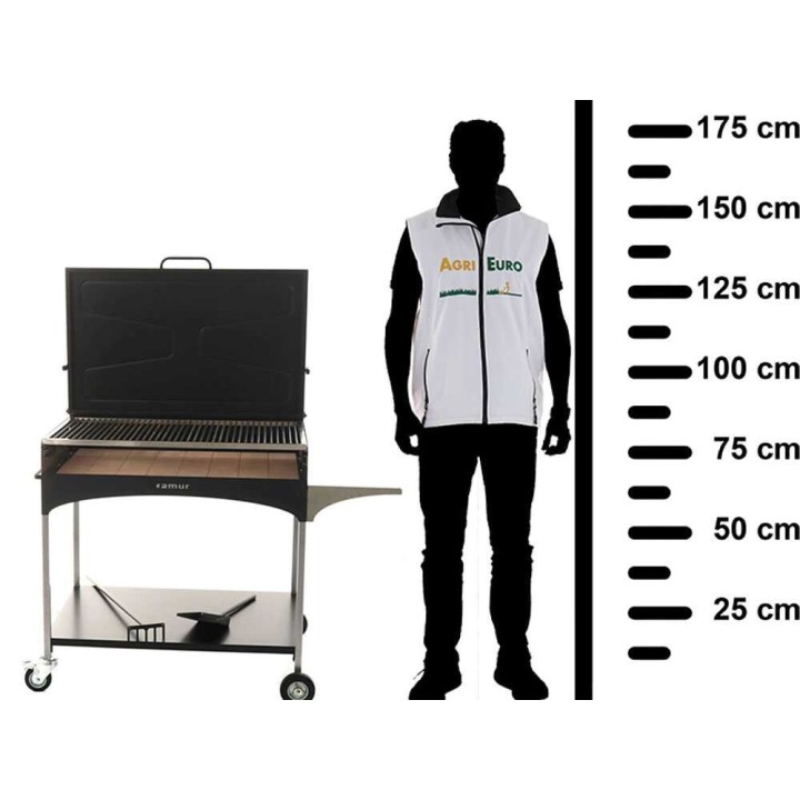 Famur BK 10 Elite puu- ja hiiligrilli, 92 × 58,5 cm, ruostumaton teräs