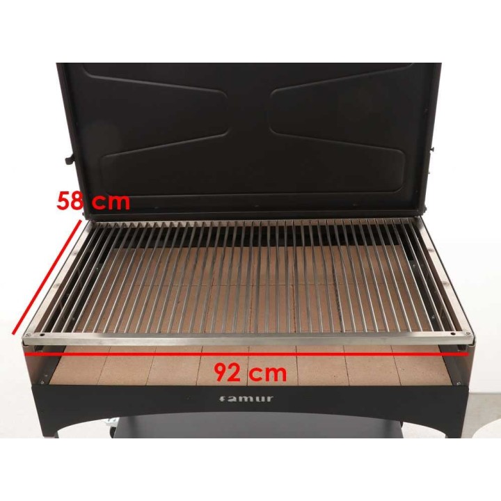 Famur BK 10 Elite puu- ja hiiligrilli, 92 × 58,5 cm, ruostumaton teräs
