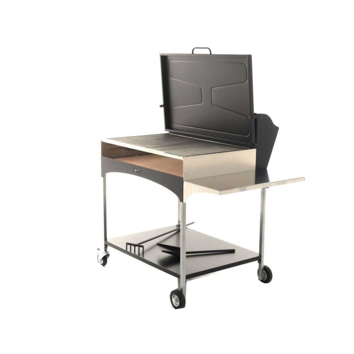 Famur BK 10 Elite puu- ja hiiligrilli, 92 × 58,5 cm, ruostumaton teräs