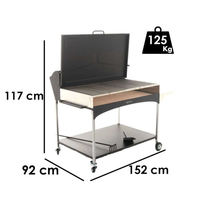 Famur BK 12 Elite puu- ja hiiligrilli, 114 × 66,5 cm