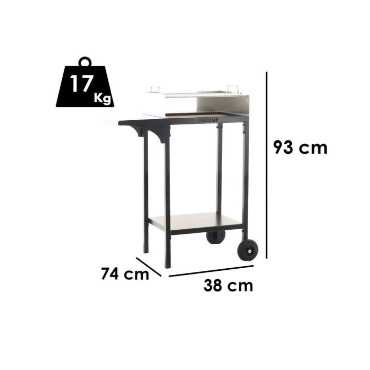 Famur BK6 Prime hiiligrilli, 48 × 36 cm, ruostumaton teräs, tulenkestävä tiilipohja