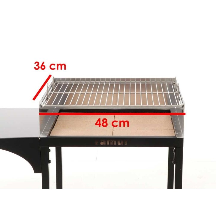 Famur BK6 Prime hiiligrilli, 48 × 36 cm, ruostumaton teräs, tulenkestävä tiilipohja