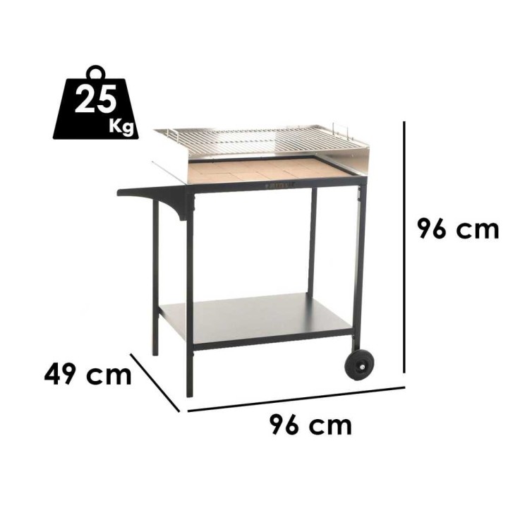 Famur BK7 Prime -hiiligrilli, 70 × 47 cm, ruostumaton teräs