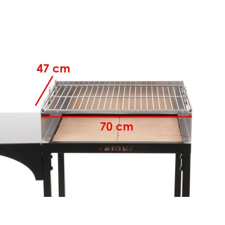 Famur BK7 Prime -hiiligrilli, 70 × 47 cm, ruostumaton teräs